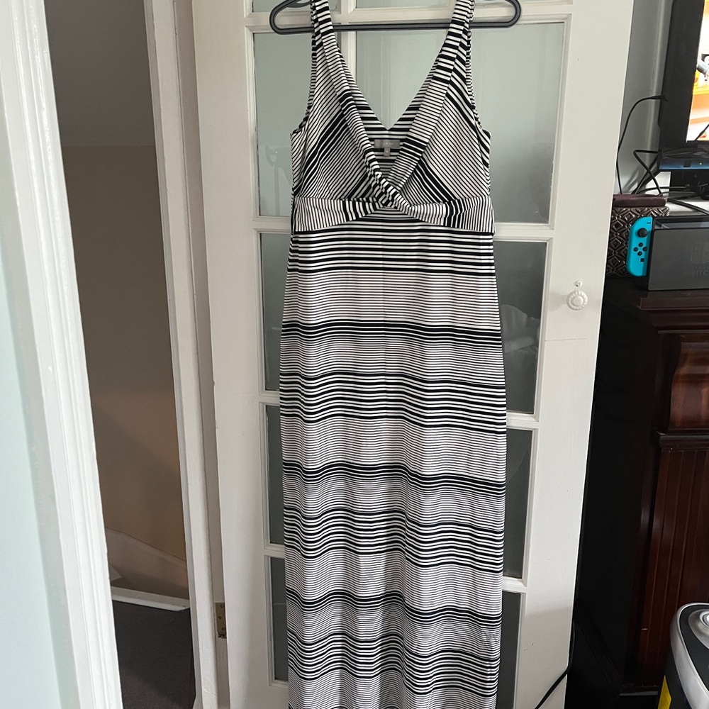 Striped Navy and White Maxi Dress